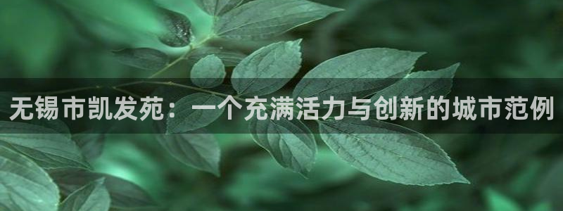 摩根娱乐app：无锡市凯发苑：一个充满活力与创新的城市范例