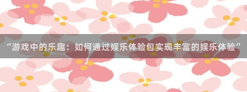 摩根娱乐电子游戏：“游戏中的乐趣：如何通过娱乐体验包实现丰富的娱乐体验”